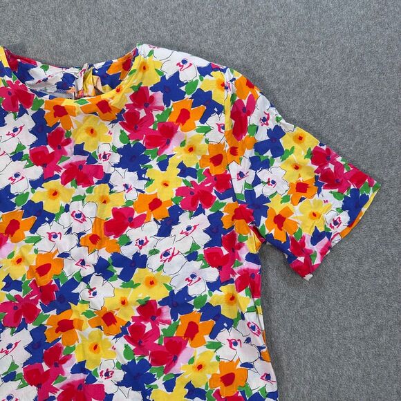 Bonnie & Norma 90's Colorful Flowers Blouse Top Women's Size 10 Shoulder Pads - Picture 3 of 8